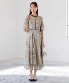 ダイアグラム バイカラーサラサワンピース マキシ ベルト 花柄
