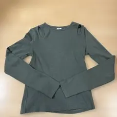 ZARA ザラ　キッズ　長袖リブカットソー　グリーン　164cm