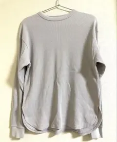 無印良品 クルーネック 長袖ニット ワッフル地 グレージュ M-L