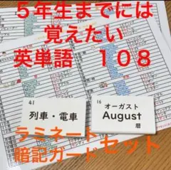 【ラミ・暗記カードセット】小学５年生までに覚えたい英単語　特選１０８【英単語入門