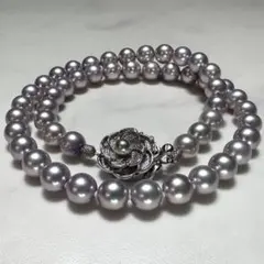 希少 パープルグレー◎あこや本真珠 8.0mm パール ネックレス 高級仕立て