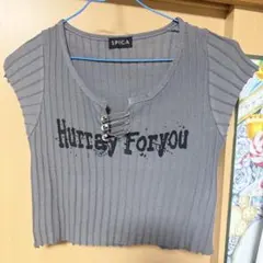 SPICA グレー クロップドTシャツのサムネイル