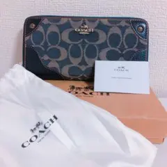 COACH コーチ 長財布 ネイビー/ブラック 黒