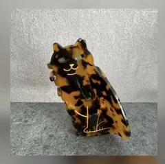 ヘアクリップ 猫　髪飾り　髪留め　ベッコウ柄　クリップ　猫好き　新品　可愛い