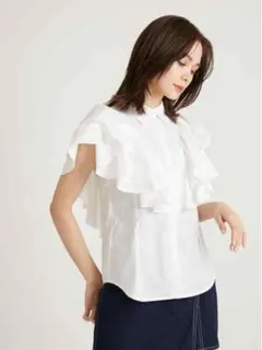 SNIDEL フリル付きホワイトシャツ フリーサイズ