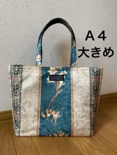 リリー　ターコイズ　ハンドメイド　トートバッグ　ショルダーバッグ