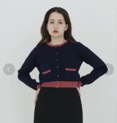 バイカラー ニットカーディガン TINA・JOJUN