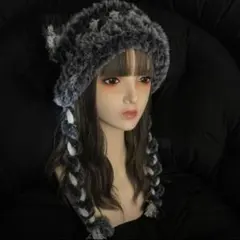 黒*猫様 【ゲリラオークションstart】137ハンドメイド　猫耳ニット帽　ラメ