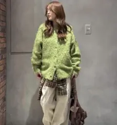 新品 ロデオクラウンズ 2WAY Fluffyシャギーニットカーディガン