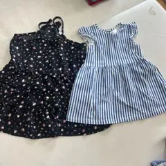 美品　ブリーズ　H&M ワンピースセット　花柄　半袖Tシャツストライプ　80 夏
