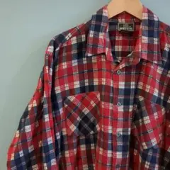 90年代 アメリカ古着　フランネルシャツ　輸入　オールド　チェック　赤