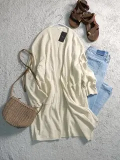 未使用 アーバンリサーチ ドアーズ 麻 綿 ロング ニット カーディガン M