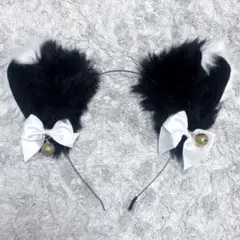 【匿名配送】コスプレ 猫耳カチューシャ 黒 白