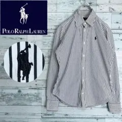 ☆美品☆ラルフローレン　ストライプ柄シャツブラウス　ポニー刺繍　スリムフィット