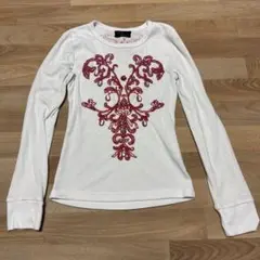 セシルマクビー ホワイト長袖Tシャツ ビーズ ビジュー 平成レトロ フリーのサムネイル