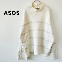 ASOS アイボリー ストライプ シャギーニット　セーター　オーバーサイズ
