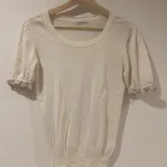 アイボリー パフスリーブ ニット 半袖　CROLLA