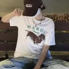 Mardi Mercredi ダックスフンド Tシャツ ホワイトのサムネイル