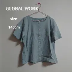 GLOBAL WORK 半袖シャツ 140cm 水色