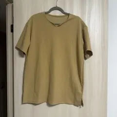 キーネック 半袖Tシャツ ベージュ