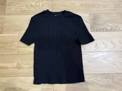 ZARA ストライプ 半袖ニット XL 黒