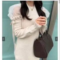 GRL シアーショルダーニットミニワンピース