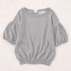 ✨美品✨ ミッシェルクラン パフスリーブニット グレー 上品 ハイゲージ編み
