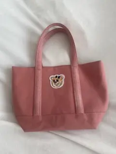 オールドテディガール　ワッペントートバッグ ピンク