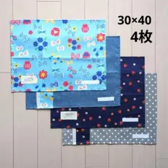 ランチマット　女の子⑧　30×40　ランチョンマット　北欧＆いちご　ブルー