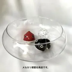 ガラス製クリアベース 金魚鉢 金魚とメダカの浮き玉