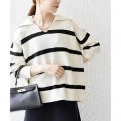 SHIPS any AQUA カシミヤ ミックス スキッパーカラー プルオーバー