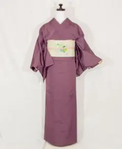 東レシルック系 絽 江戸小紋 着物単品 桃花色 美品 洗える着物 夏着物