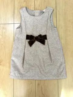 プティマイン リボン付きワンピース ベージュ 100cm