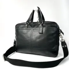 美品　コーチ　2way ビジネスバッグ　ショルダーバッグ　オールレザー　ブラック