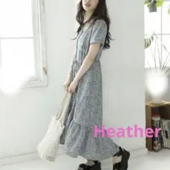 Heather ヘザー【F】ヴィンテージガラワンピース　花柄 ライトブルー