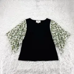 【レディース】日本製 agnes b. ブラウス ドッキング 黒 白 緑　1