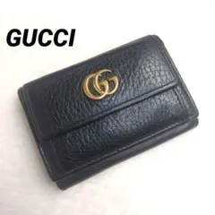✨美品✨GUCCI　GGマーモント 三つ折財布 シボ革 黒　23277・2184