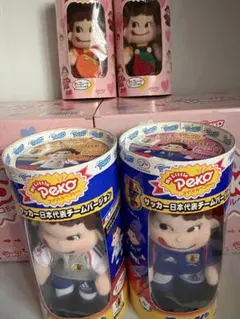 不二家　マイリトル　ペコちゃん　④種セット　Peko サッカー日本代表