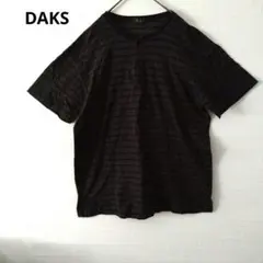 ダックス ヘンリーネック半袖Tシャツ 細ボーダー柄 LLサイズ 黒系 カジュアルのサムネイル