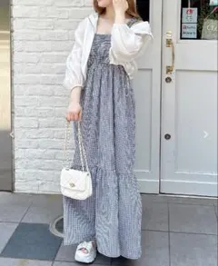 【完売品】INGNI ポコポコシャーリングワンピース ギンガムチェック M