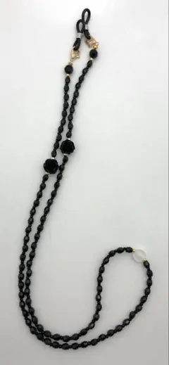 【M217】ハンドメイド　眼鏡・マスクストラップ　黒薔薇