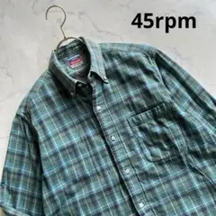 45rpm チェックシャツ　コットン　グリーン系