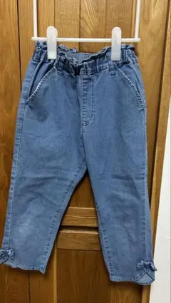 デニムブルー7部丈 パンツ ウエストゴム130