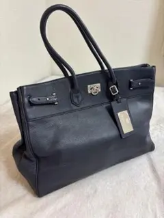 美品 アクアスキュータム トートバッグ ネイビー