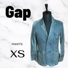 【Gap】デニムテーラードジャケット　ぎヴィンテージ　銀ボタン　ブルー　XS