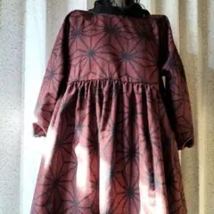 着物リメイクハンドメイドロングワンピース。大島紬