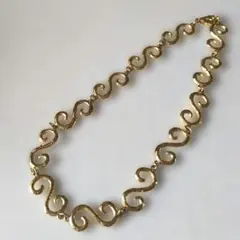 ゴールドメッキ 波形リング ネックレス