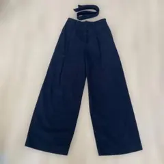 UNIQLO ワイドパンツ ベルト付き　ネイビー　Sサイズ