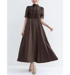 結婚式ドレス　お呼ばれドレス　パーティードレス　コンビワンピース　オケージョン