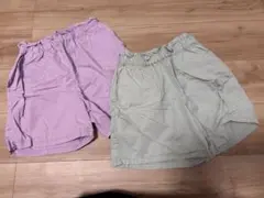 子供用ハーフパンツ 150cm ラベンダー・ライトグリーン　2枚セット